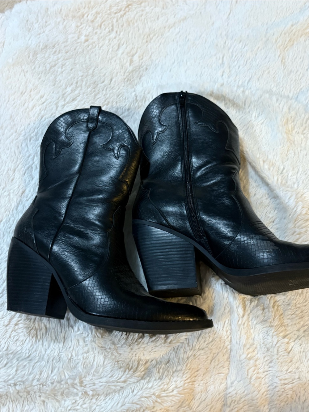 Mix No 6 Black Brycen Heeled Western Cowboy Boots- Vegan Leather- 11